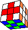4 crosses turned around the cube, two boards up, down (back)- 4 Kreuze um den Wrfel gedreht, 2 Schachbretter oben, unten (hinten)