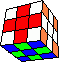 4 crosses turned around the cube, two boards up, down (back)- 4 Kreuze um den Würfel gedreht, 2 Schachbretter oben, unten (hinten)