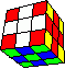 4 crosses turned around the cube, two boards up, down (back) - 4 Kreuze um den Würfel gedreht, 2 Schachbretter oben, unten (hinten)