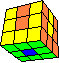 2 displaced lying bars, 2 swapped corners (space diagonal) - 2 versetzt liegende Balken, zwei ber die Raumdiagonale getauschte Ecken