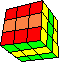 2 displaced lying bars, 2 swapped corners (space diagonal) back - 2 versetzt liegende Balken, zwei ber die Raumdiagonale getauschte Ecken hinten