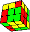6 commas running around, small cube back - 6 umlaufende Kommas, kleiner WÜrfel hinten