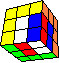 cube in cube in opposite color stripes #3 back - Würfel im Würfel in gegensätzlichen Streifenfarben #3 hinten