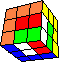 cube in cube in opposite color stripes #1 back - Würfel im Würfel in gegensätzlichen Streifenfarben #1 hinten