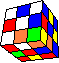 synthetic cube of 3D and 2D elements back- synthetischer Würfel von 3D und 2D Elementen hinten